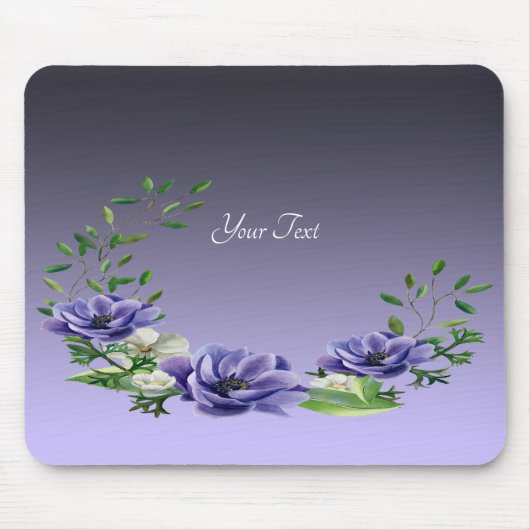 Tapis De Souris Aquarelle Fleurs pourpres Mousepad (Devant)