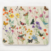 Tapis De Souris Aquarelle Fleurs sauvages & papillons Jardin Flora (Devant)