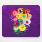 Tapis De Souris Aquarelle fleurs violettes fleuries florales (Devant)