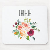 Tapis De Souris Aquarelle Floral Nom moderne Pad Souris (Devant)