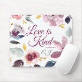 Tapis De Souris Aquarelle Floral Scripture L'amour est un peu mong (Avec souris)