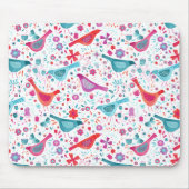 Tapis De Souris Aquarelle florale d'oiseaux moderne (Devant)