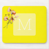Tapis De Souris Aquarelle florale jaune néon tendance initiale (Devant)