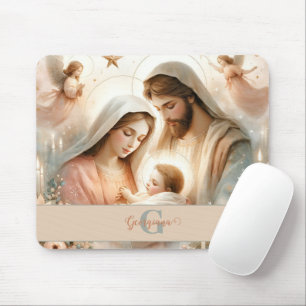 Tapis De Souris Aquarelle florale personnalisée Bébé Jésus Nativit