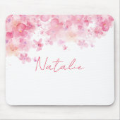 Tapis De Souris Aquarelle florale rose nom de souris pavé (Devant)