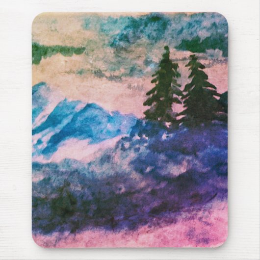 Tapis De Souris Aquarelle Forêt magique Peinture Paysage (Devant)