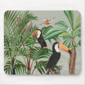 Tapis De Souris Aquarelle Forêt tropicale et Oiseaux du Toucan (Devant)
