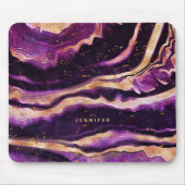 Tapis De Souris Aquarelle Géode Purple Rose Or Agate Abstrait (Devant)