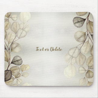 Tapis De Souris Aquarelle Golden Eucalyptus Foliage brillant éléga
