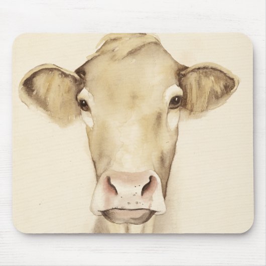 Tapis De Souris Aquarelle Grange Animaux | Vache (Devant)