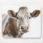 Tapis De Souris Aquarelle Hereford Portrait de vache (Devant)