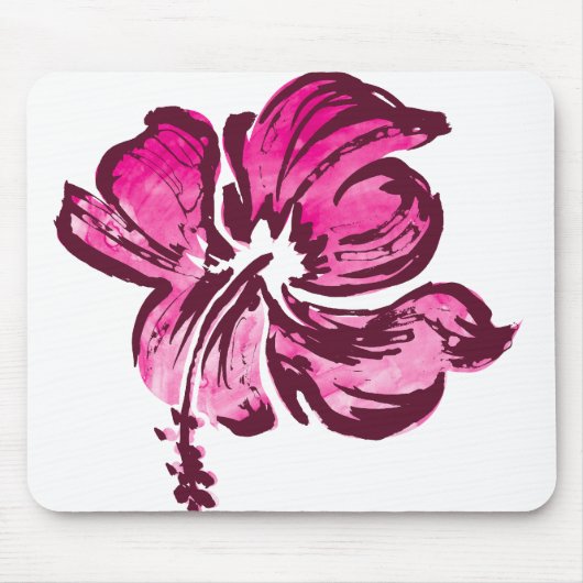 Tapis De Souris Aquarelle Hibiscus Mousepties (Devant)