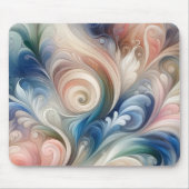 Tapis De Souris Aquarelle Imaginaire Floral Pastel Bleu & Crème (Devant)