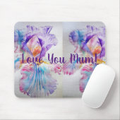 Tapis De Souris Aquarelle Iris Fleur Love Mum Mouse Mat Purple (Avec souris)