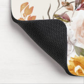 Tapis De Souris Aquarelle jaune Bleu Blanc Vert Floral Nom (Coin)