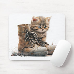 Tapis De Souris Aquarelle Kitten Avec Chaussures Anciennes