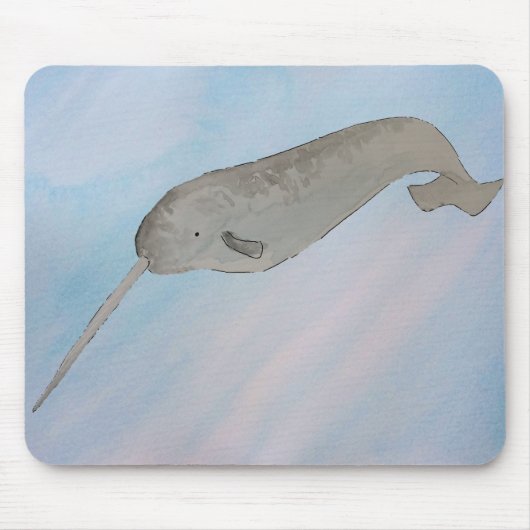 Tapis De Souris Aquarelle Mammifère Marin Narwhal (Devant)