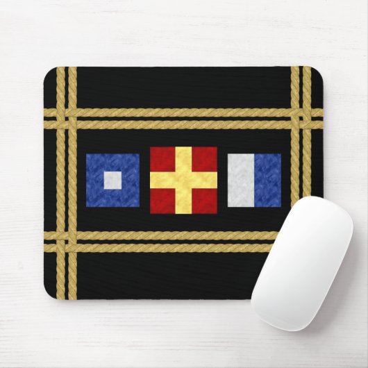 Tapis De Souris Aquarelle marine Signal maritime Monogramme (Avec souris)