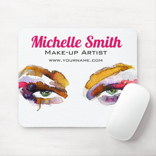 Tapis De Souris Aquarelle marque de maquillage oculaire rose (Avec souris)