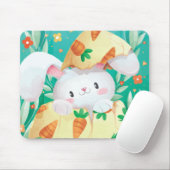 Tapis De Souris Aquarelle mignonne | Mousepad de lapin de Pâques (Avec souris)