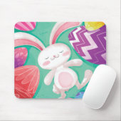 Tapis De Souris Aquarelle mignonne | Mousepad de lapin de Pâques (Avec souris)