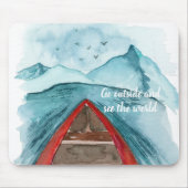 Tapis De Souris Aquarelle Moderne Nature Voir La Devis Mondiale (Devant)