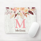 Tapis De Souris Aquarelle monochrome sur bois blanc rustique (Avec souris)