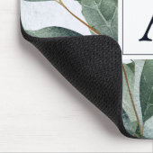 Tapis De Souris Aquarelle monogramme Sage rustique Vert (Coin)