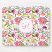 Tapis De Souris Aquarelle monographique Floral Boho Pastel (Devant)