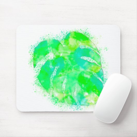 Tapis De Souris Aquarelle Monstera (Avec souris)