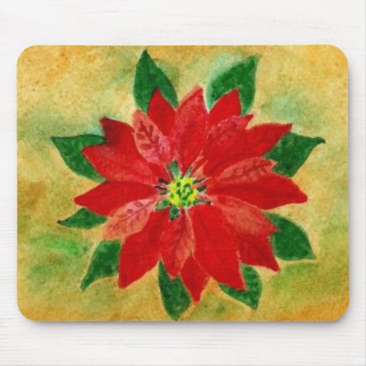 Tapis De Souris Aquarelle Mousepad de poinsettia (Devant)