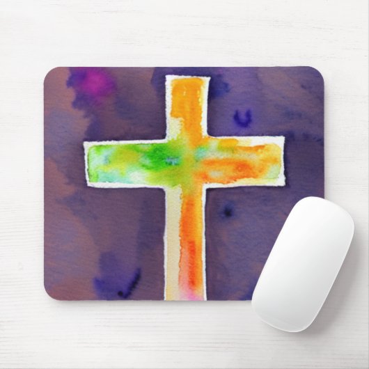 Tapis De Souris Aquarelle orange croix Mousepad (Avec souris)
