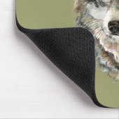 Tapis De Souris Aquarelle originale Loup gris - Traces animal (Coin)