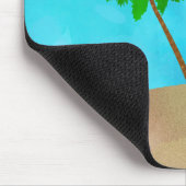 Tapis De Souris Aquarelle Palm Tree Beach Scene Collage (Coin)