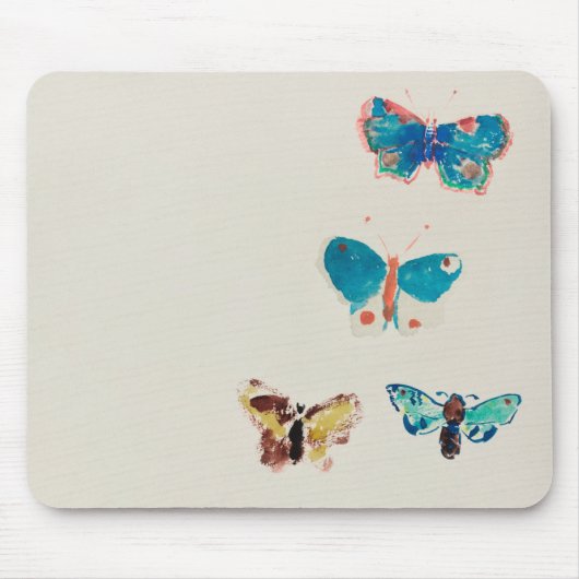 Tapis De Souris Aquarelle papillons bleus vintages. Odilon Redon (Devant)