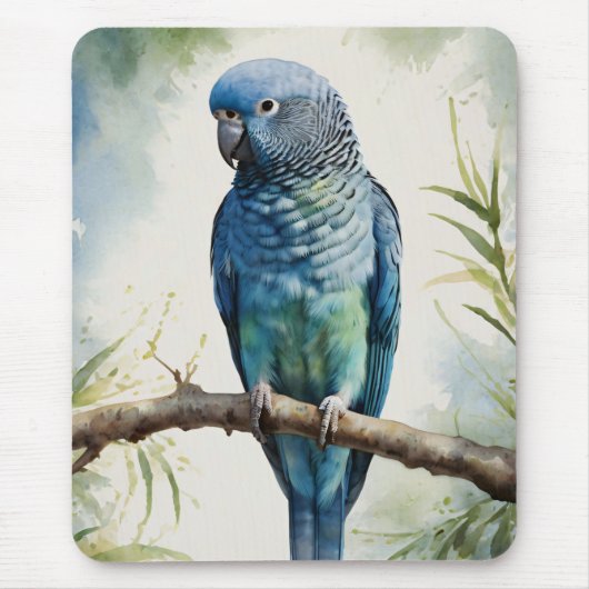 Tapis De Souris Aquarelle Parakee bleu Eucalyptus Tree (Devant)