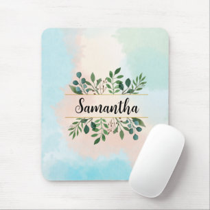 Tapis De Souris Aquarelle Pastel personnalisée Nom botanique