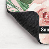 Tapis De Souris Aquarelle Pastel Pink moderne Fleurs & Nom (Coin)