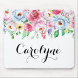 Tapis De Souris Aquarelle Pastel Printemps Floral Garland Custom<br><div class="desc">Coloré pastel à thème floral mousepad. Il présente une guirlande florale aquarelle de fleurs bleues,  violettes,  rousses et roses. Personnalisez en ajoutant un nom ou une courte phrase. Cette mousepad de guirlande fleurie est parfaite comme un cadeau personnalisé.</div>