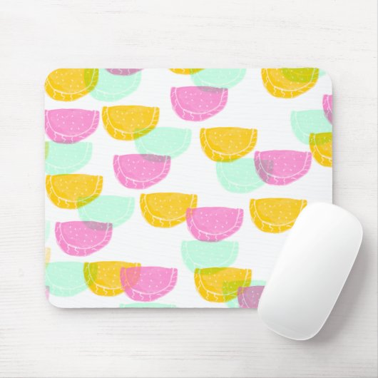 Tapis De Souris Aquarelle pastèque rose vert jaune Motif (Avec souris)