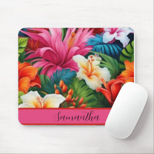 Tapis De Souris Aquarelle personnalisée fleurs tropicales été