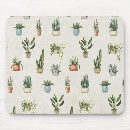 Tapis De Souris aquarelle plante en pots (Devant)