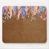 Tapis De Souris Aquarelle Plumes sur Brown (Devant)