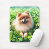 Tapis De Souris Aquarelle Pomeranian Shamrock vert (Avec souris)