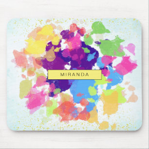 Tapis De Souris Aquarelle rayures colorées Abstrait moderne