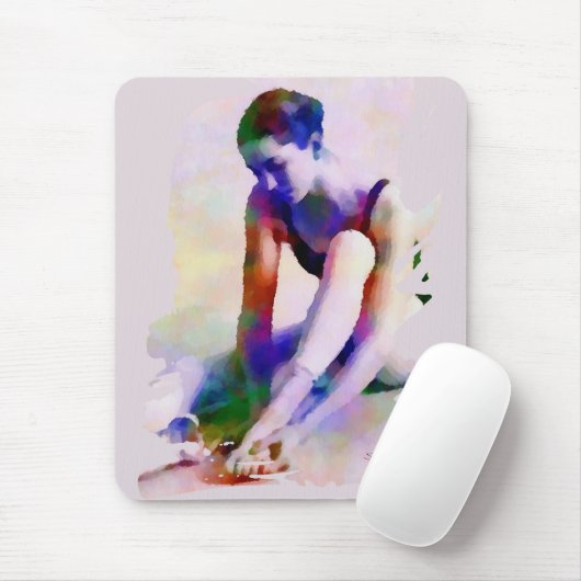 Tapis De Souris Aquarelle rose Ballerina Art contemporain (Avec souris)