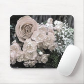 Tapis De Souris Aquarelle Rose blanche oeillets Respiration du béb (Avec souris)