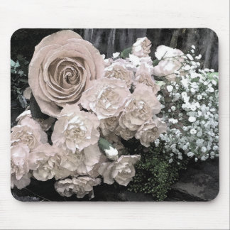 Tapis De Souris Aquarelle Rose blanche oeillets Respiration du béb