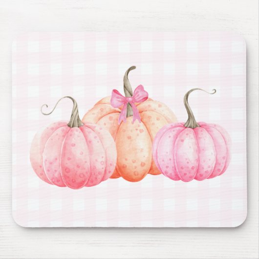 Tapis De Souris Aquarelle rose Bow Citrouilles pour l'automne (Devant)