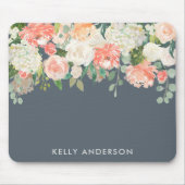 Tapis De Souris Aquarelle rose et gris avec votre nom (Devant)
